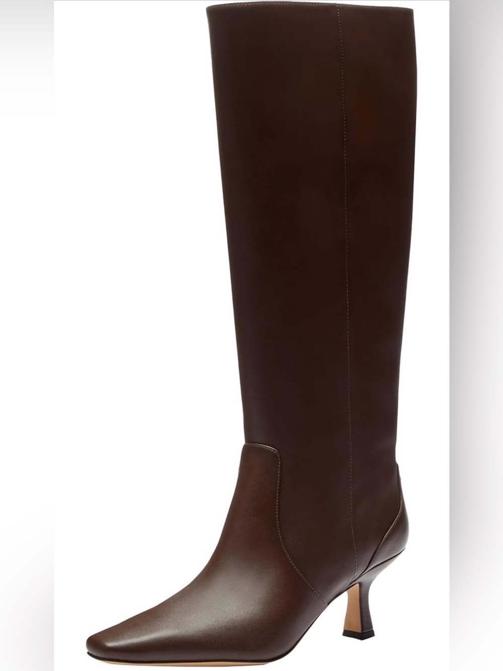 Coach Sculpted C Kitten Heel Knee High Boot in Leather Maple Brown- NWT